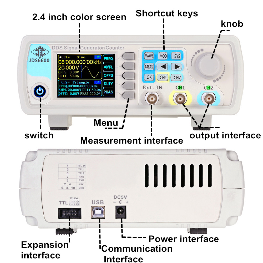 JDS6600 15/30/40/50/60MHz DDS  - Dual Channel Arbitrary Waveform Function Generator 60Mhz ulasan dan harga